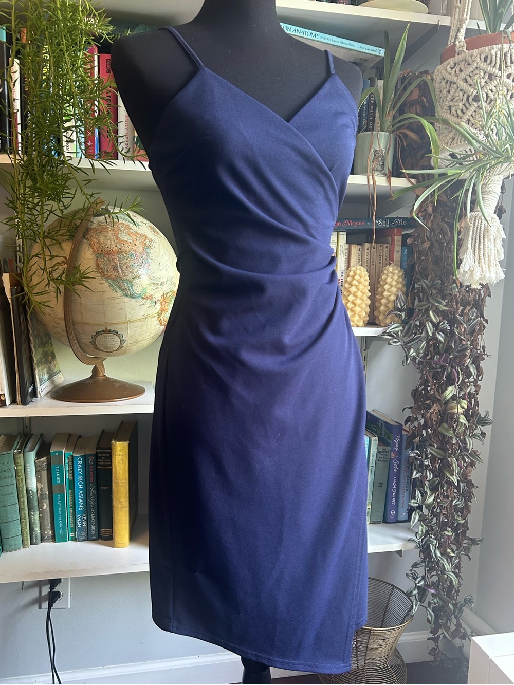 Altar'd State Navy Wrap-Front Midi Dress